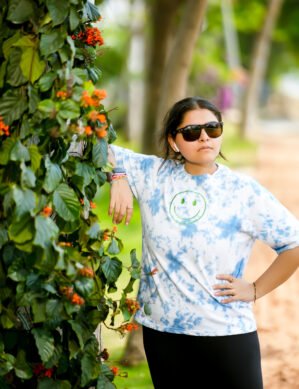 Casual Sky Blue Printed Tshirt